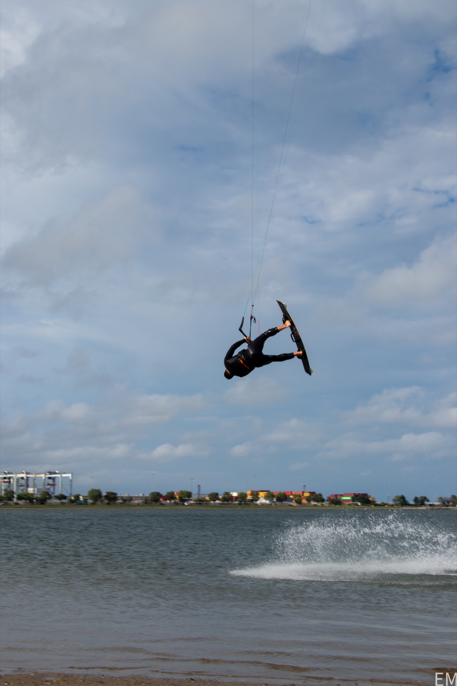 Kiteboarder jumping at Pleasure Bay
